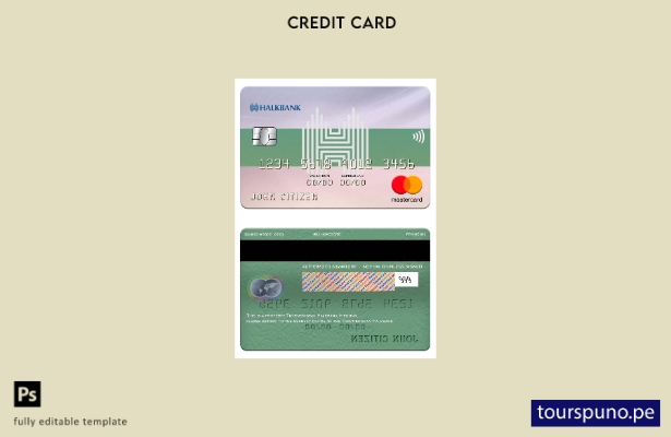 lista para imprimir la plantilla mastercard de Turkmenistán Halkbank